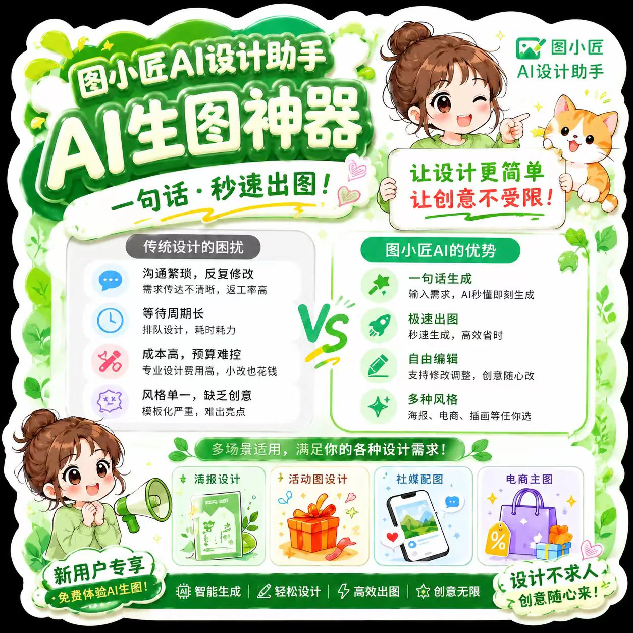 AI设计助手功能对比营销信息图